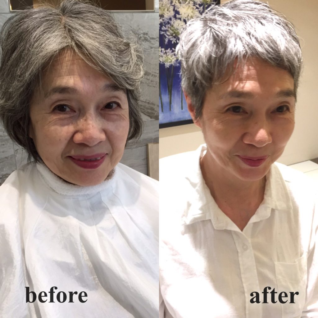 髪のお悩み 50代から グレーヘアのベリーショートに Percent パーセント 神宮前 渋谷 神南エリアの大人のための美容室